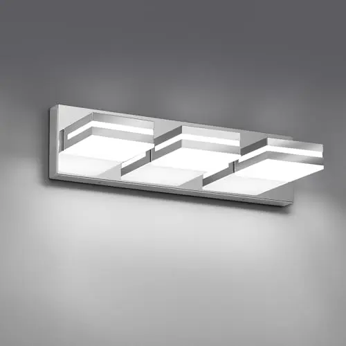 JZEKVN chrome small 3-light bathroom vanity fixture with 350-degree rotation