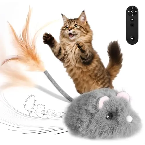 Pawingcat cat mouse toy with detachable feather tail