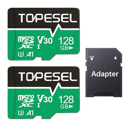 TOPESEL two-pack of 128GB microSDXC memory cards with adapter