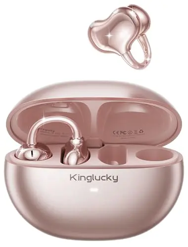 Kinglucky rose gold upgraded clip-on open-ear earbuds