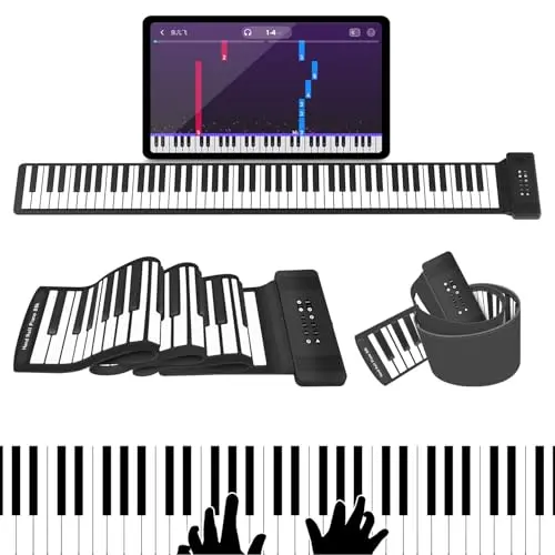 MARVTOWN black and white 88-key roll up silicone piano keyboard