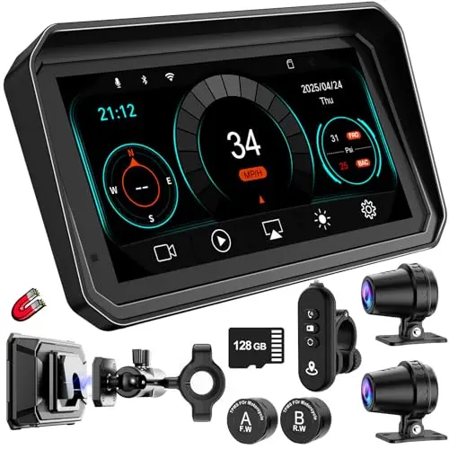 LBW MT600 Pro 6-inch motorcycle screen with CarPlay and dash cam functions
