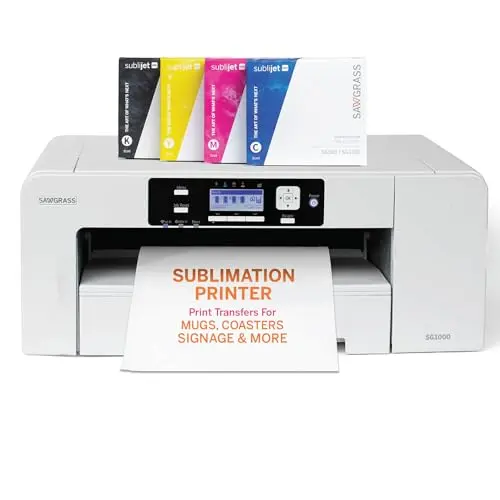 Sawgrass SG1000 white sublimation printer bundle with inks and paper
