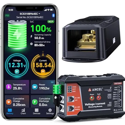 ANCEL BM1000 Bluetooth battery monitor with 400A shunt