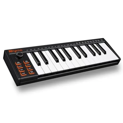 RHYMO 25-key portable MIDI keyboard controller with USB-C cable