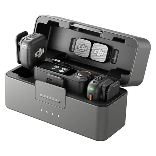 DJI Mic 3 wireless lavalier microphone system with charging case