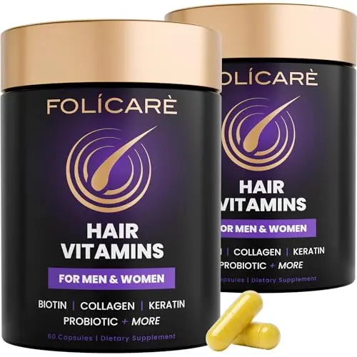 FOLICARE Biotin Hair Growth Supplement bottle with collagen and keratin