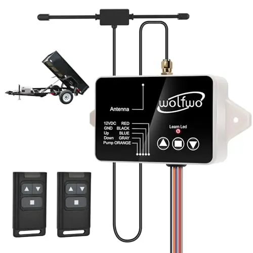 Wolfwo Upgraded Wireless Dump Trailer Remote Controller with two remotes