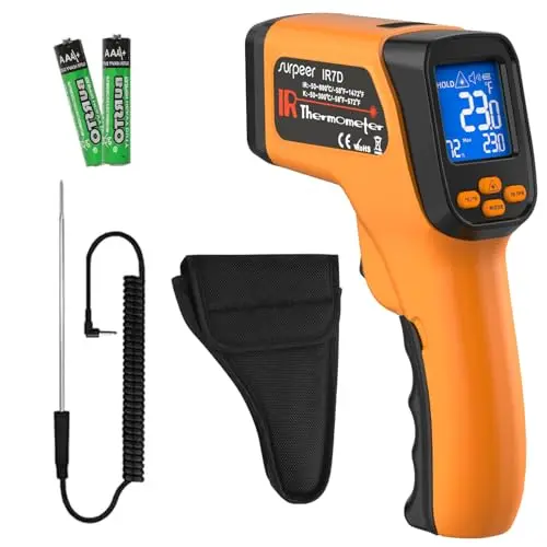 Surpeer dual-mode infrared thermometer gun with separate probe attached