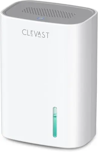 CLEVAST small white dehumidifier on a bathroom counter