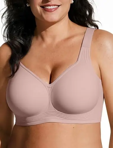 OEAK plus-size wireless jelly bra in dusty rose for full coverage and support