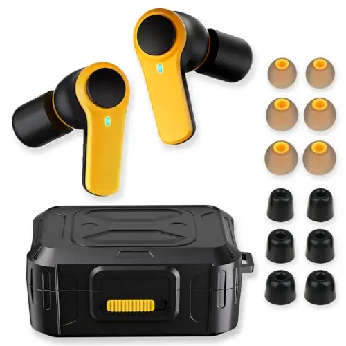 ToolFun Bluetooth 6.0 Jobsite Earbuds in yellow