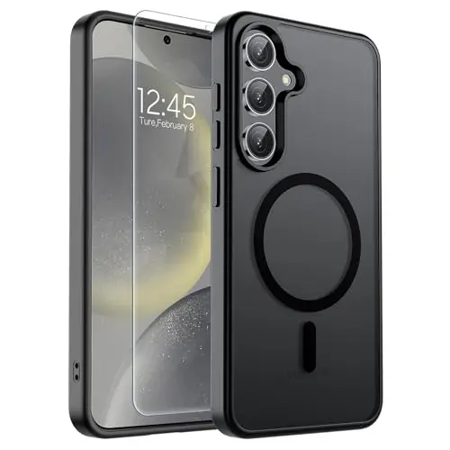SUPFINE black magnetic case for Samsung Galaxy S24 Plus with included screen protector