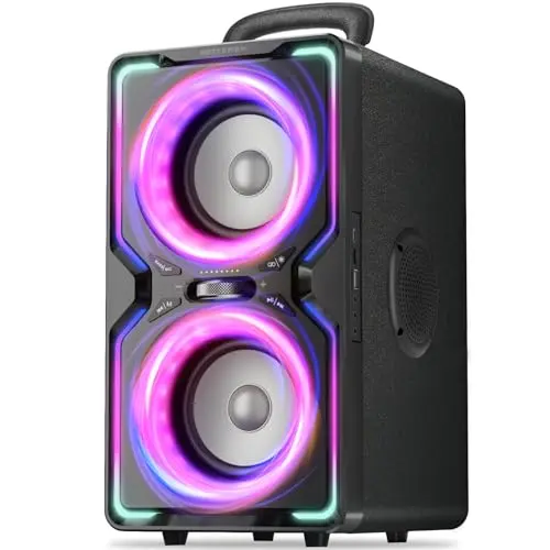 Hotlemon Large Bluetooth Speaker in black with dynamic LED lights