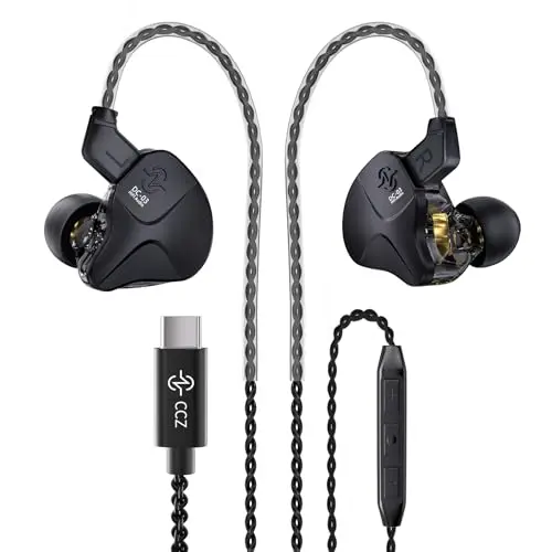 CCZ DC03 USB-C wired in-ear headphones with microphone in black