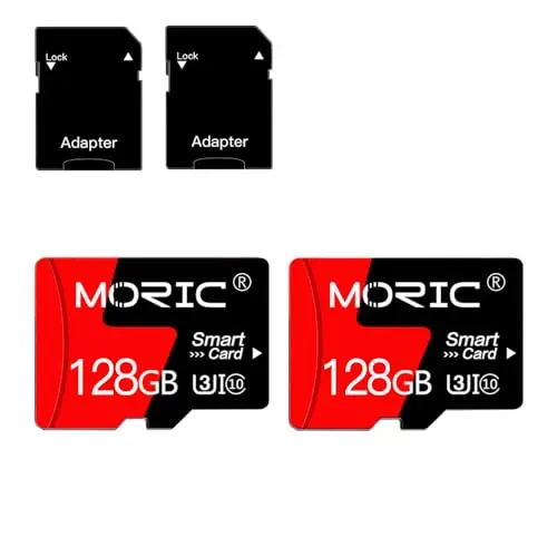 MORIC 2-pack of 128GB black and red microSD cards