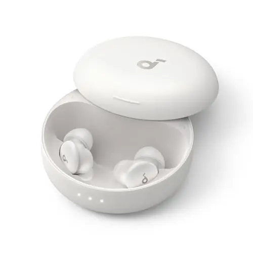 soundcore Sleep A30 white earbuds with charging case