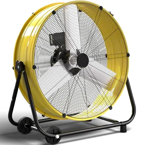 KEGIAN large 40 inch yellow industrial floor fan with wheels and handle