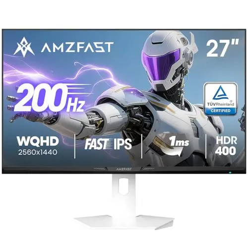 Amzfast 27-inch white 1440p 200Hz IPS gaming monitor