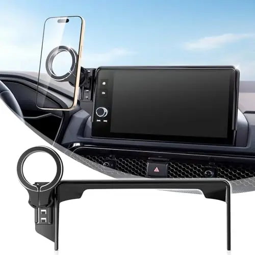 POP-TECH magnetic phone holder mounted on Honda CRV touchscreen with cooling vents visible
