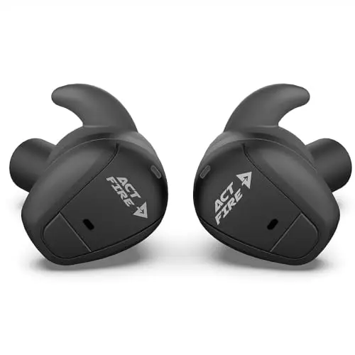 ACT FIRES slate-colored electronic shooting ear protection earbuds