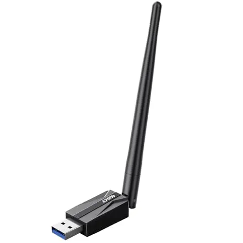 LIVINGTHING AX900 USB WiFi 6 adapter with a prominent 7dBi high-gain antenna.