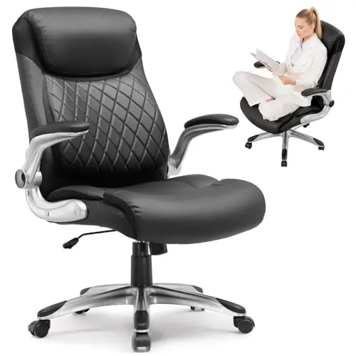 GTPLAYER black high back executive desk chair with flip-up armrests
