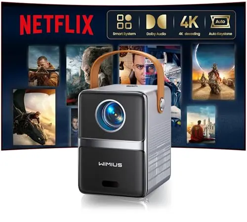 WiMiUS P61 Pro mini portable projector with Netflix compatibility