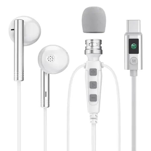 XOX KT03 white karaoke headphones with lavalier microphone