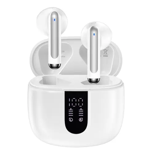 VIFIGEN white wireless earbuds with charging case