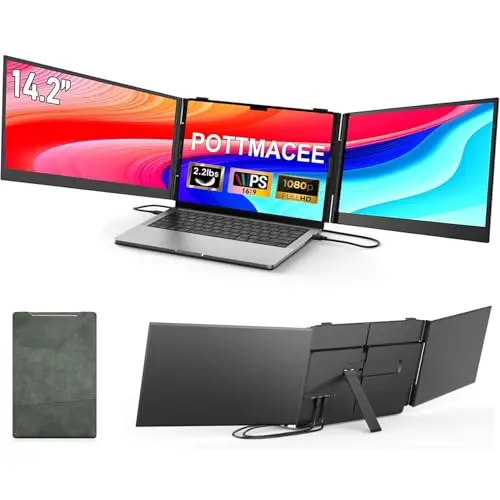 POTTMACEE 14.2-inch ultra-slim triple portable monitor with aluminum body