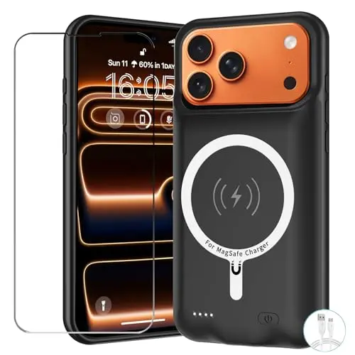 YINGYKJ black external battery charging case for iPhone 17 Pro