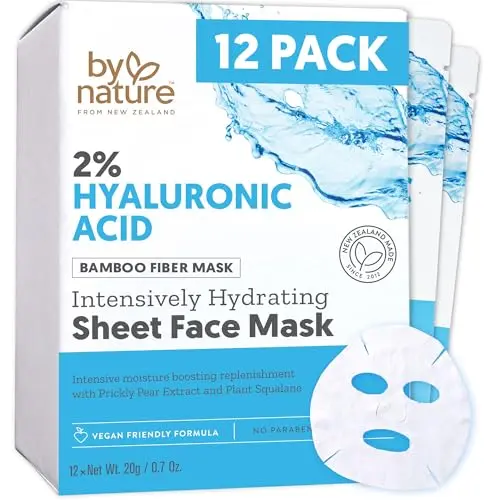 By Nature 2% Hyaluronic Acid Sheet Face Mask pack of 12