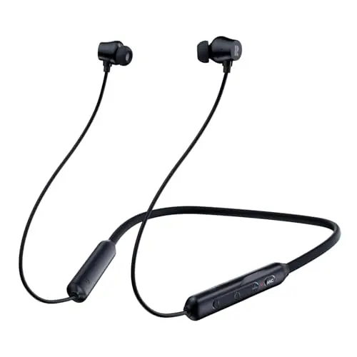 Rythflo WH04 black neckband headphones with active noise cancellation