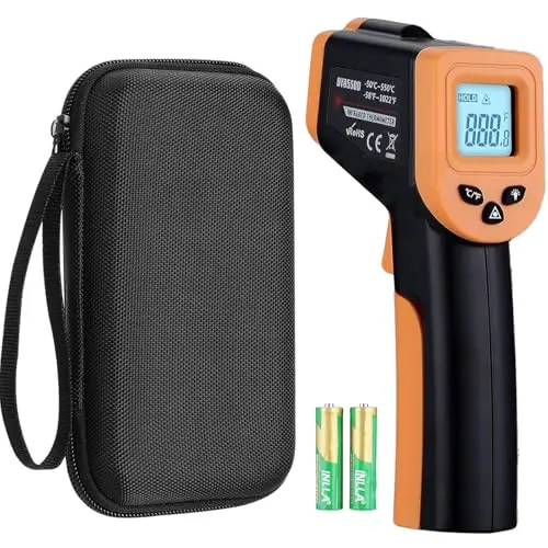 Blackstone-branded infrared thermometer with hard storage case