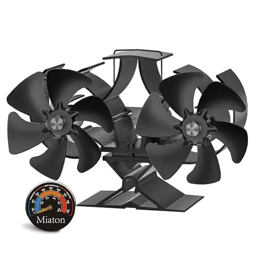 Miaton 12-blade dual motor wood stove fan with thermometer