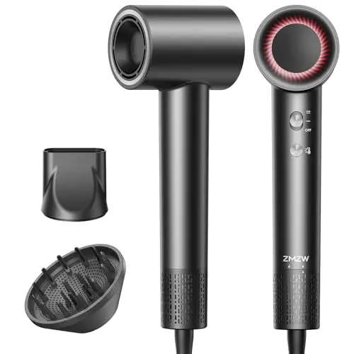 ZMZW High Speed Hair Dryer in Black with magnetic concentrator nozzle