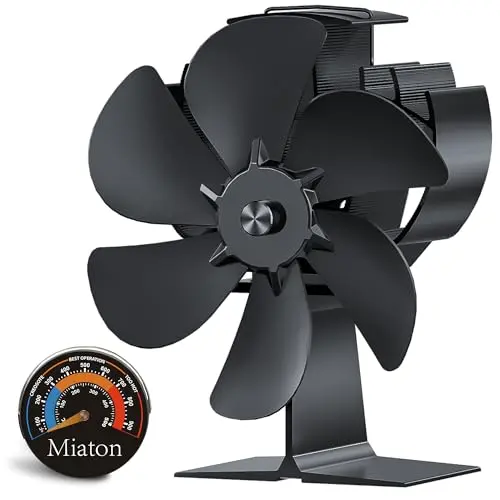 Miaton 6-blade wood stove fan with overheat protection