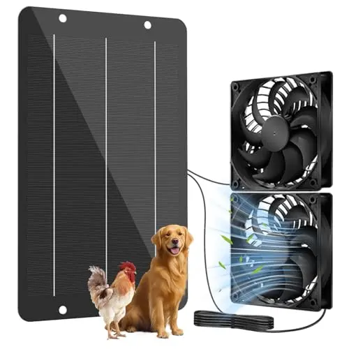 NHZOTUD Solar Powered Fan Kit with two waterproof fans and solar panel