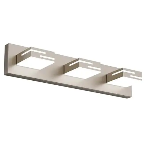 LKHF brushed nickel 3-light dimmable bathroom vanity light with 350-degree rotation