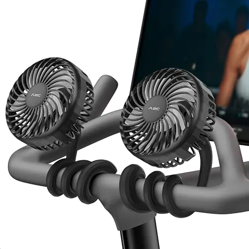 A2C rechargeable dual fan pack with bendable arms for Peloton
