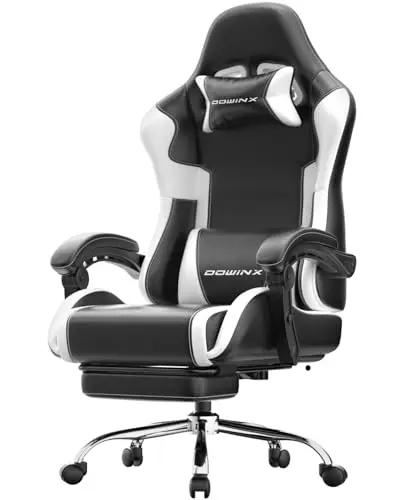 Dowinx heavy-duty gaming chair with massage lumbar support and footrest