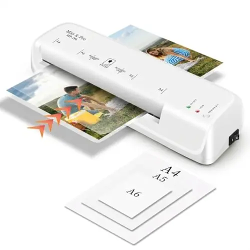 White Mas & Pro 9-inch thermal laminator machine with 40 sheets.