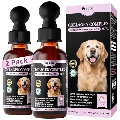 POPPAW Liquid Collagen for Dogs Skin Comfort & Calming
