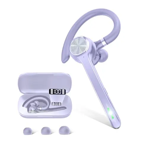 HEIBAS Bluetooth Headset with Charging Case in Violet