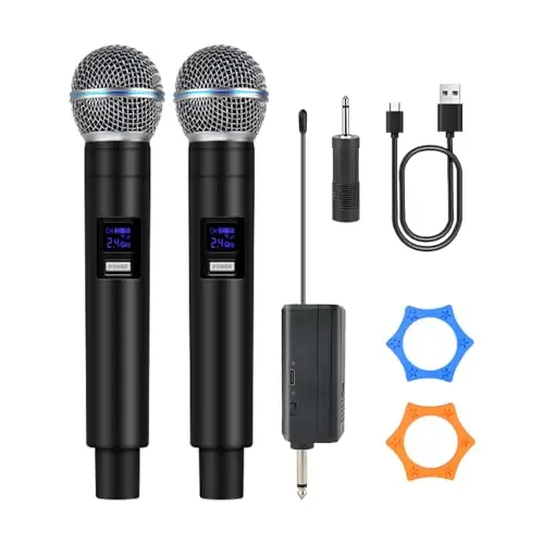 Loewieta portable 2.4GHz wireless handheld microphone with compact receiver.