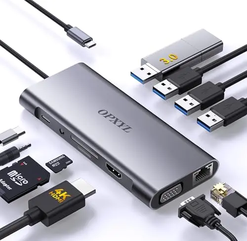 OPXYL 11-in-1 USB C hub multiport adapter with HDMI and VGA