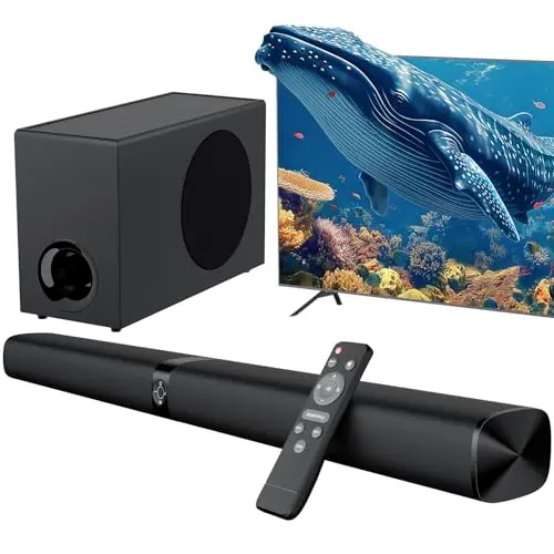 Assistrust 110W soundbar with wired subwoofer for deep bass