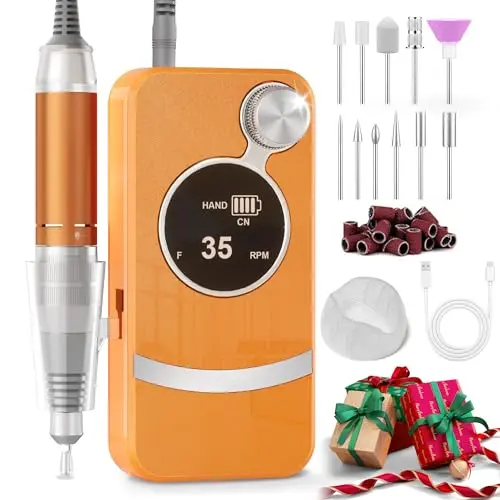 2025 Upgraded orange electric nail drill machine with LCD screen