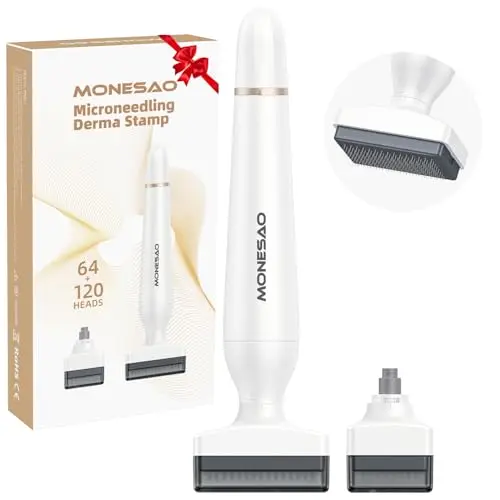 MONESAO derma stamp kit showing the main tool and two extra replacement heads